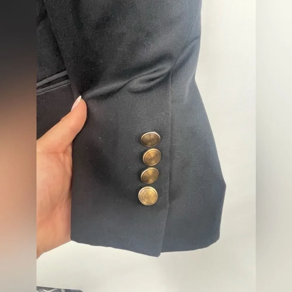 Albert Nipon Classic Navy Blue Blazer with‎ Gold Buttons  Suit  size 40L K-04